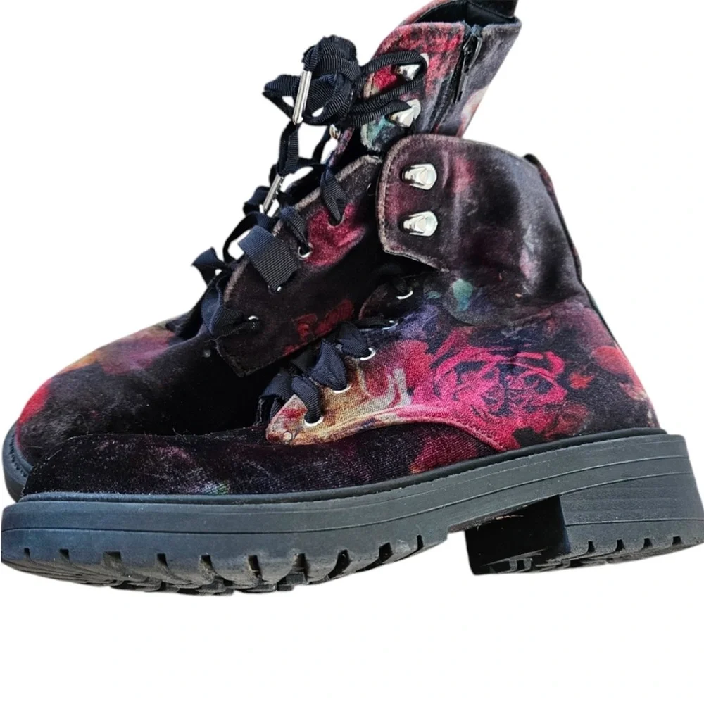 Madden Girl Multi-Color Velvet Combat Boots - Picture 4 of 6